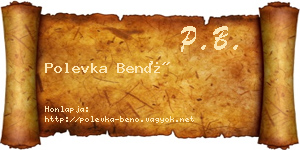 Polevka Benő névjegykártya